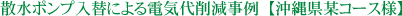 散水ポンプ入替による電気代削減事例　【沖縄県某コース様】